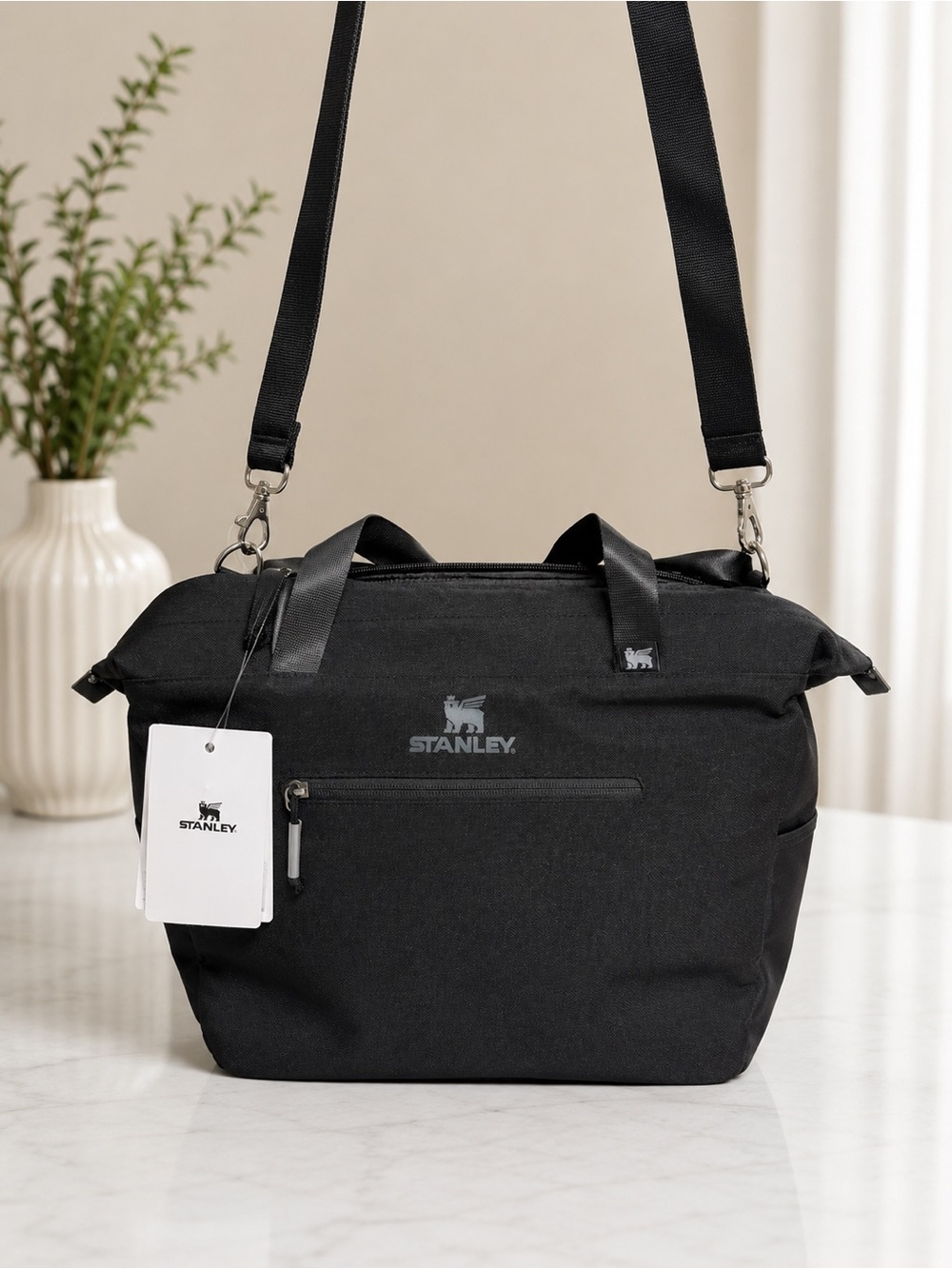 Stanley Black Convertible Messenger Tote with Shoulder Strap